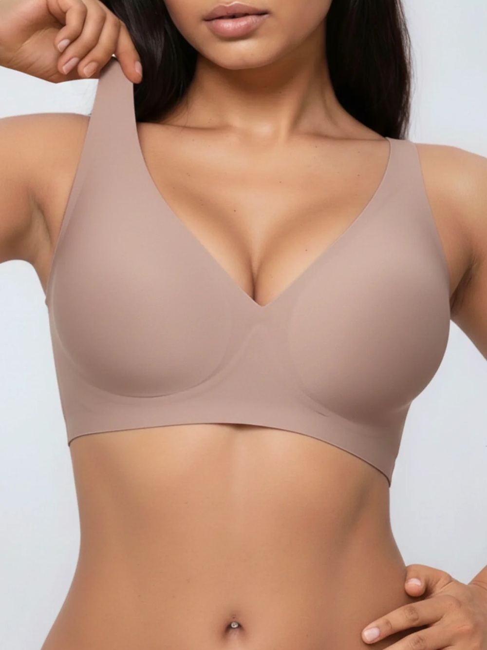 Metal free Cloud Gel Support  Seamless Comfort Bra - Nude
